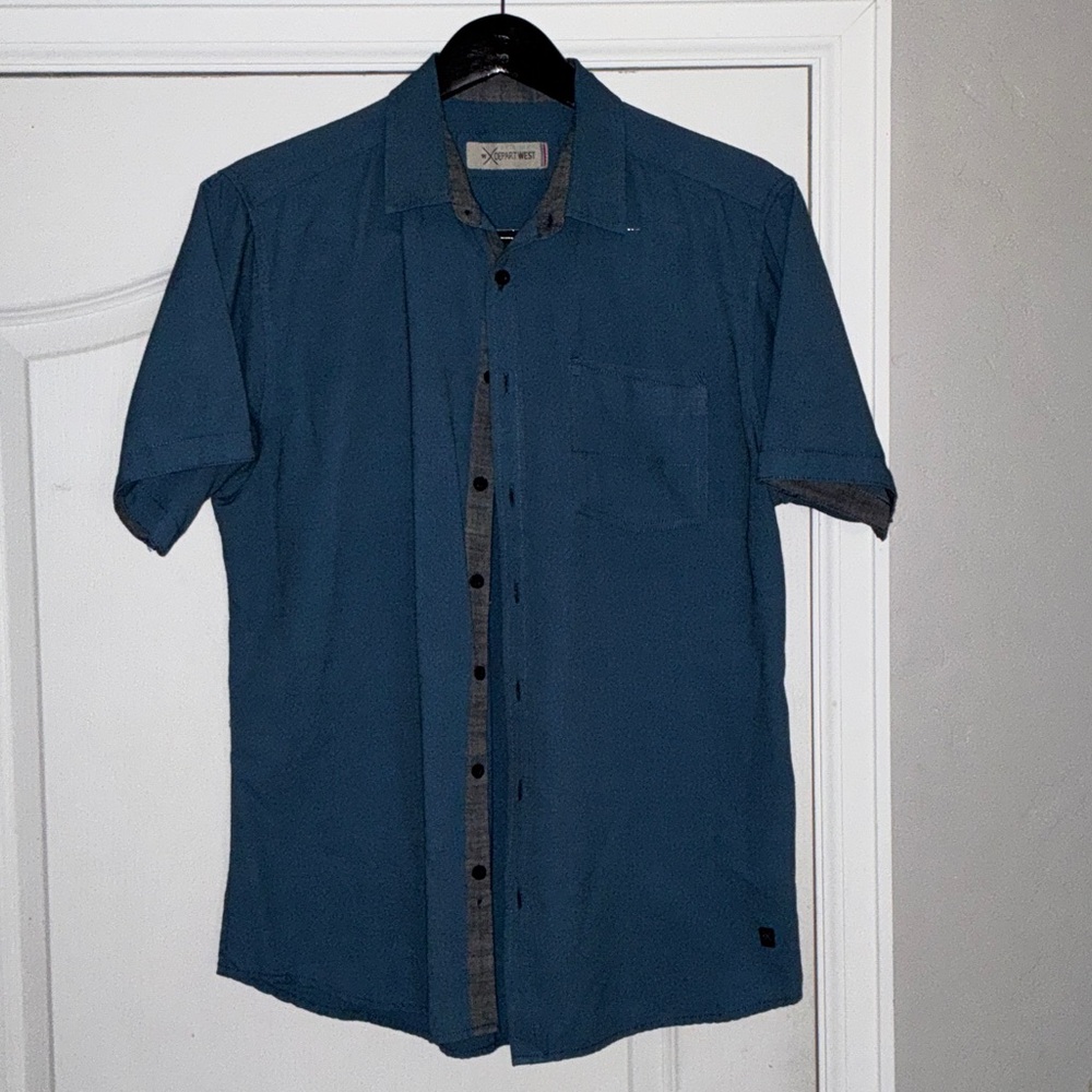Men's Teal Casual Button-Down Shirt